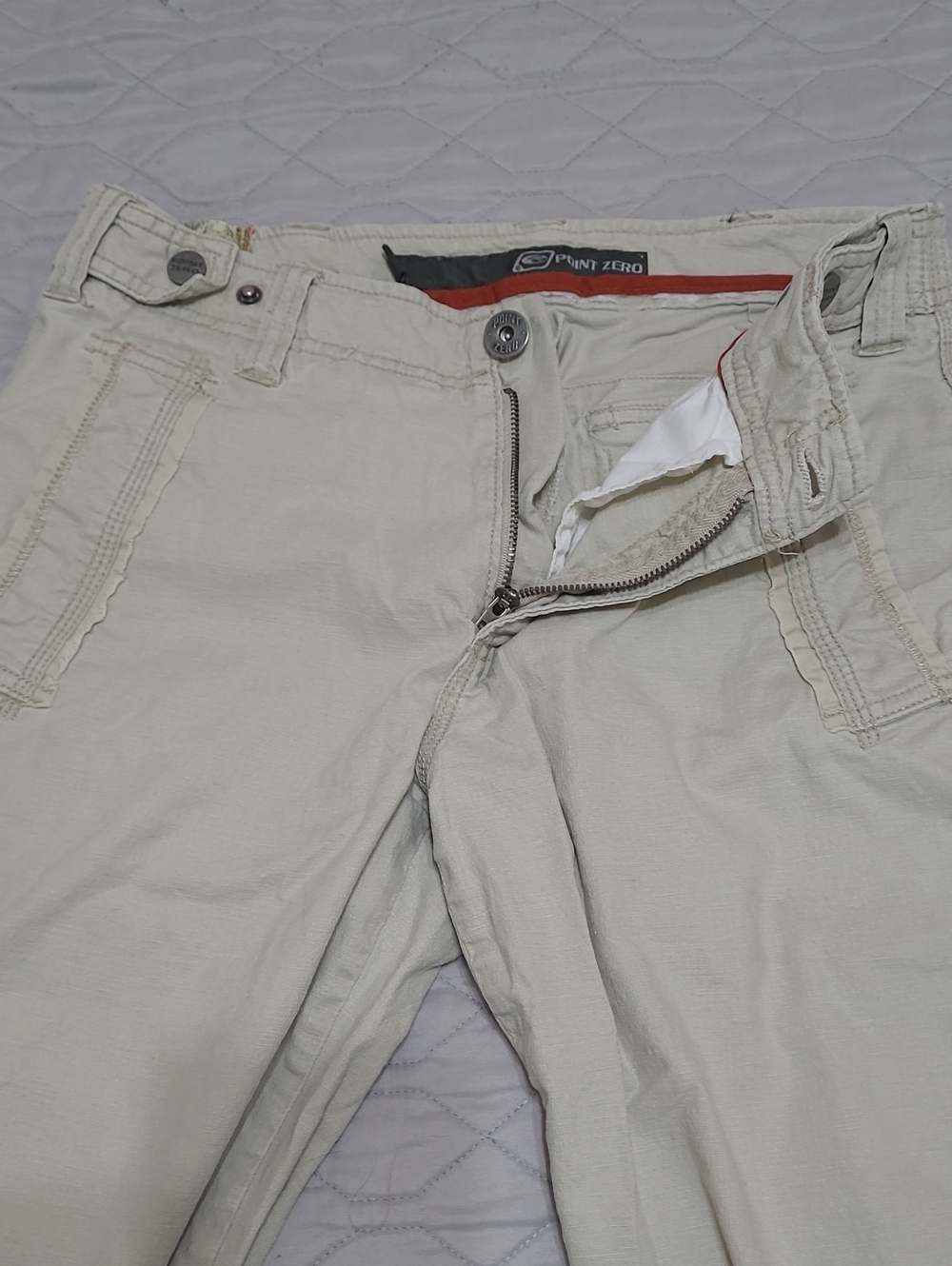 ⭐️ Point Zero Casual Light Beige Wide Leg Utility Cargo Linen/Cotton Pants Sz 30 - Picture 4 of 11